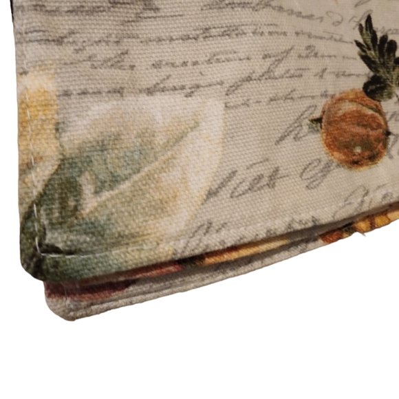 Pumpkin Fall S/4 Envogue Rustic Floral Script 100% Cotton Placemats Fruit Leaves - Picture 3 of 3